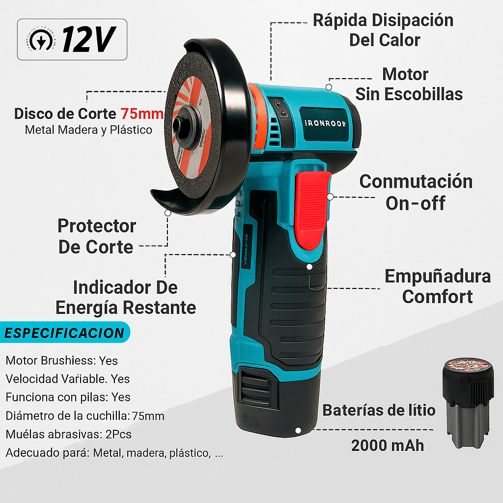 Mini Pulidora Angular Inalambrica